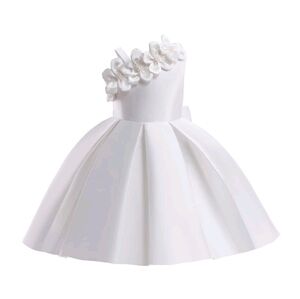 Elegant White Floral Kids Dress